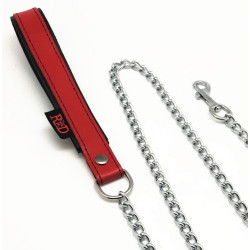 The Red Laisse avec poignée en cuir 1m Rouge